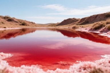 Кровавое озеро в России: почему только в мае вода становится пугающе красной - зрелище не для слабонервных Создано при помощи ИИ