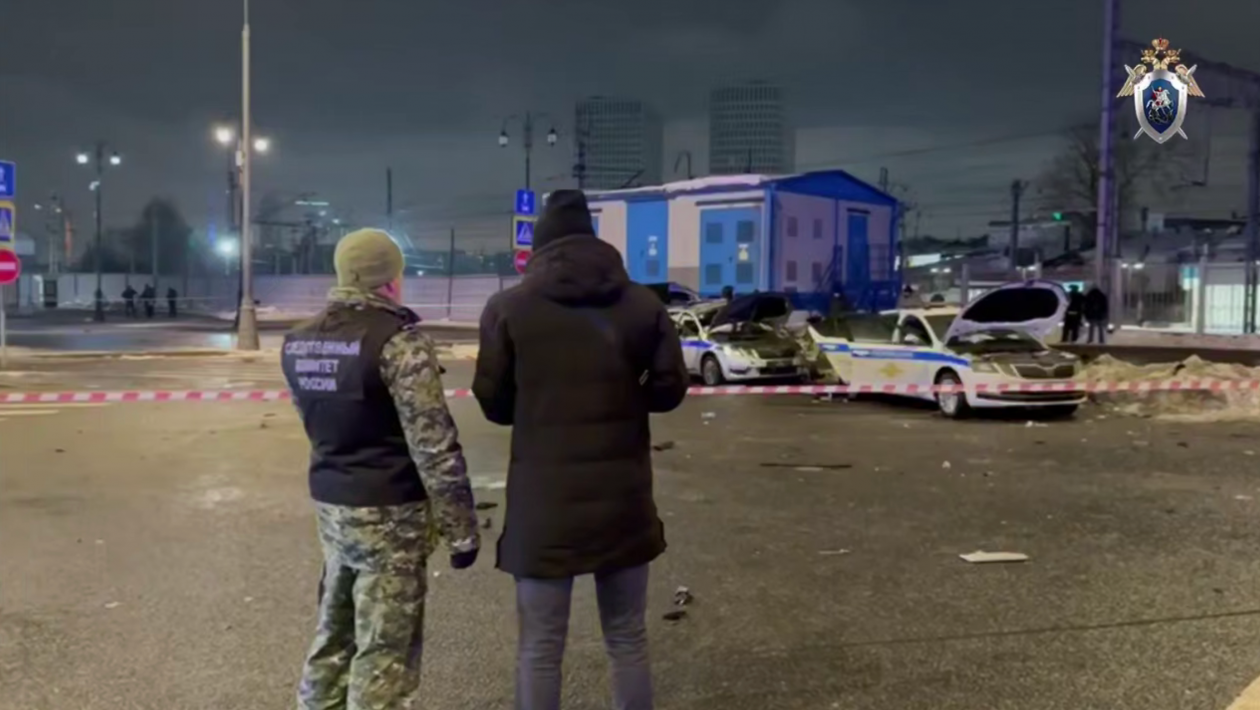 Последствия взрыва авто ДПС в Москве Telegram-канал ГСУ Следственного комитета России по Москве